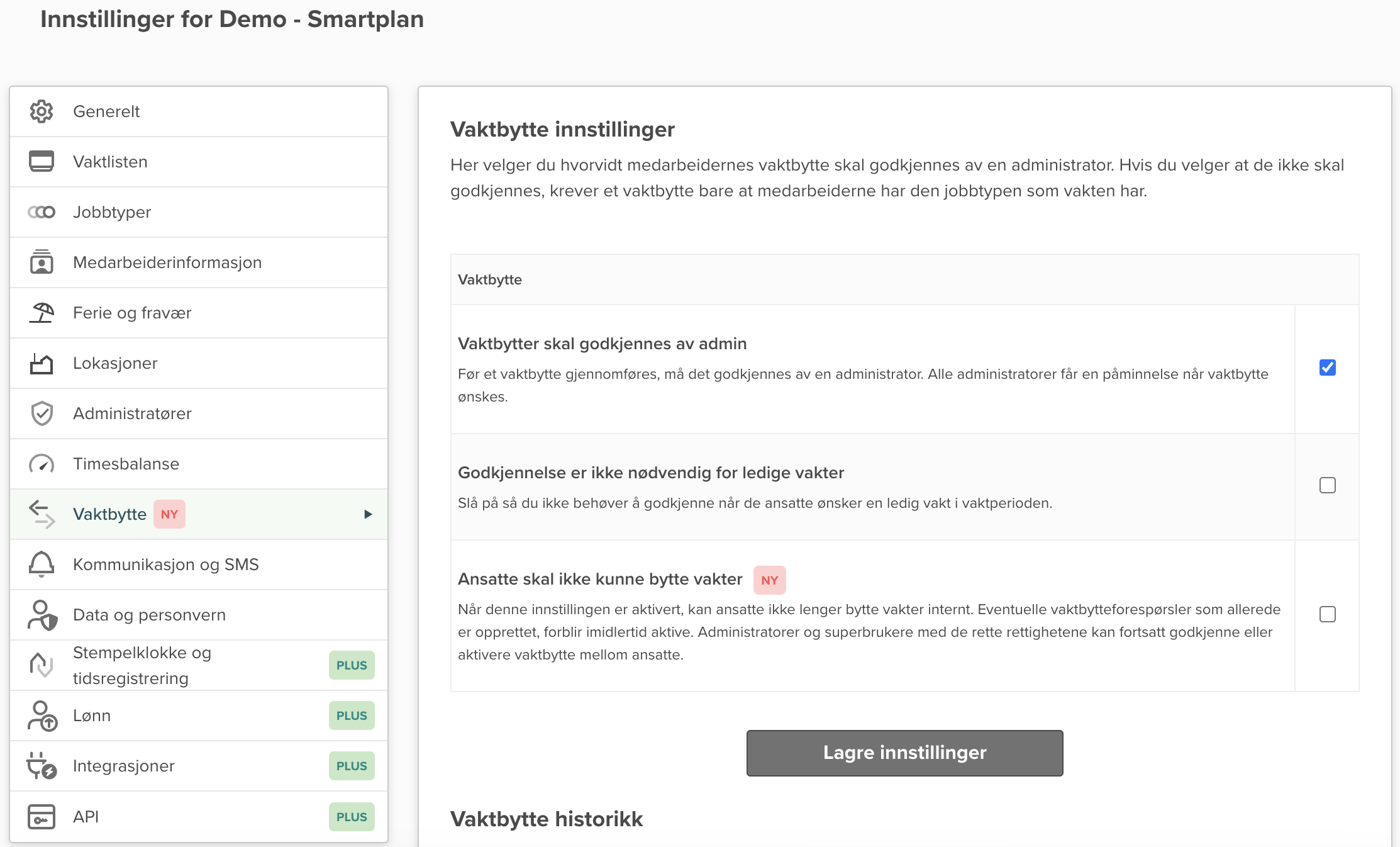 Ny oppdatering: Mulighet for å deaktivere vaktbytte